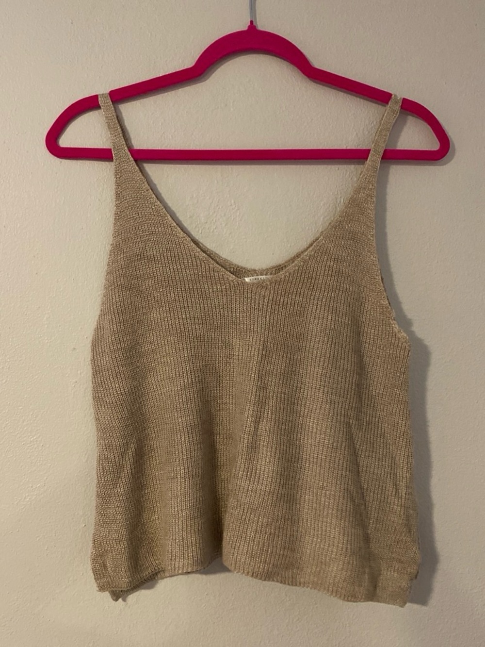 Streetwear Society Beige Knit V-Neck Tank